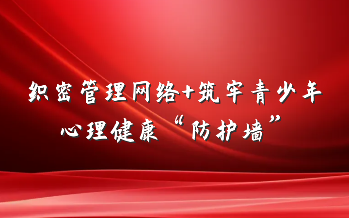 织密管理网络 筑牢青少年心理健康“防护墙”