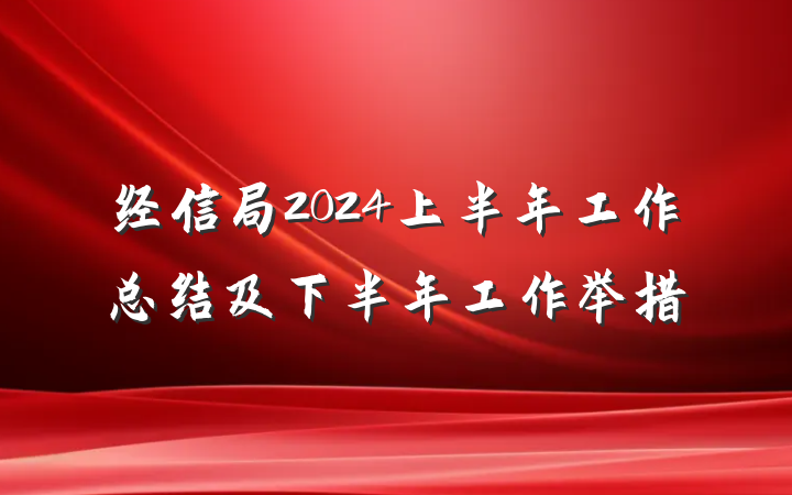 经信局2024上半年工作总结及下半年工作举措