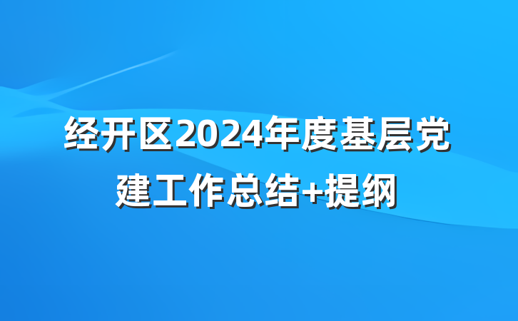 经开区2024年度基层党建工作总结 提纲