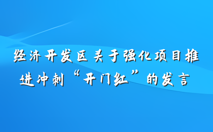 经济开发区关于强化项目推进冲刺“开门红”的发言