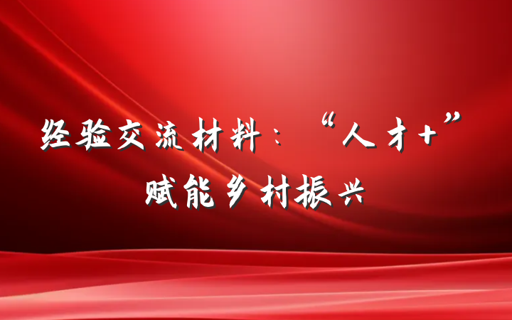 经验交流材料：“人才+”赋能乡村振兴