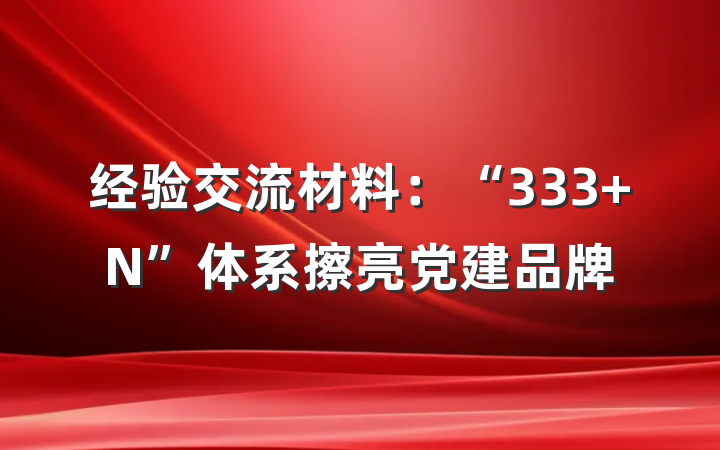 经验交流材料：“333+N”体系擦亮党建品牌