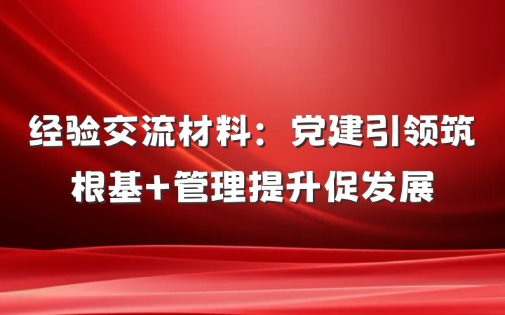 经验交流材料：党建引领筑根基 管理提升促发展