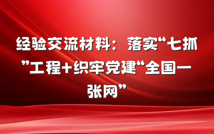 经验交流材料：落实“七抓”工程 织牢党建“全国一张网”