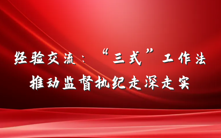 经验交流：“三式”工作法推动监督执纪走深走实