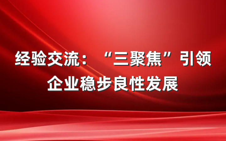 经验交流：“三聚焦”引领企业稳步良性发展