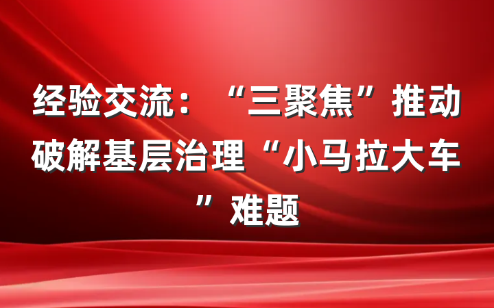经验交流：“三聚焦”推动破解基层治理“小马拉大车”难题