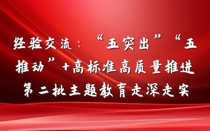 经验交流：“五突出”“五推动” 高标准高质量推进第二批主题教育走深走实