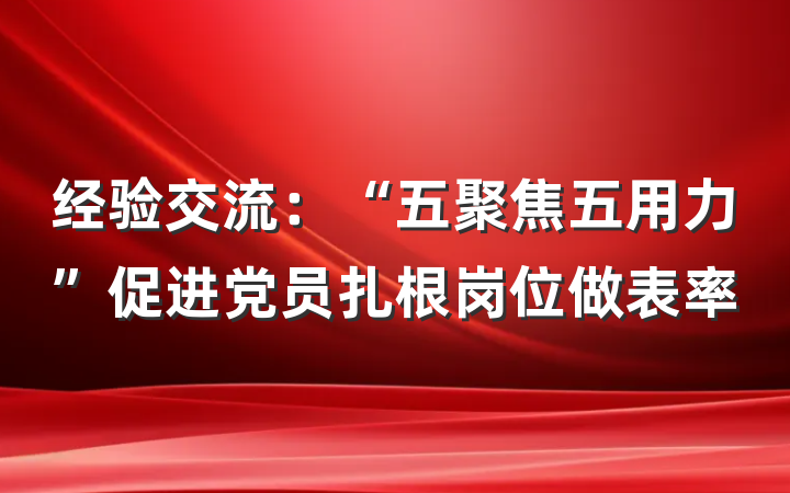 经验交流：“五聚焦五用力”促进党员扎根岗位做表率