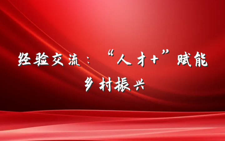 经验交流：“人才 ”赋能乡村振兴