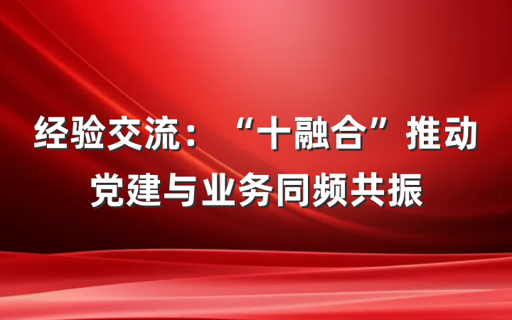 经验交流：“十融合”推动党建与业务同频共振