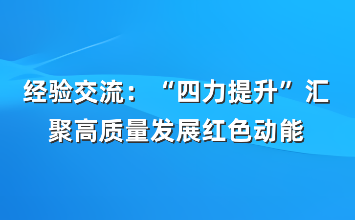 经验交流：“四力提升”汇聚高质量发展红色动能