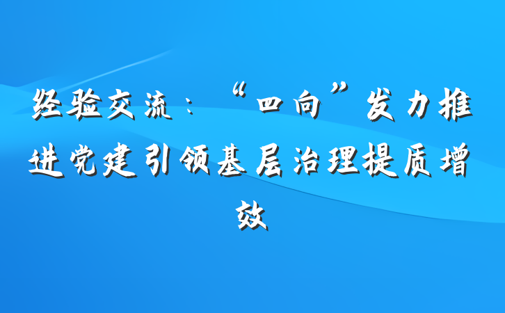 经验交流：“四向”发力推进党建引领基层治理提质增效