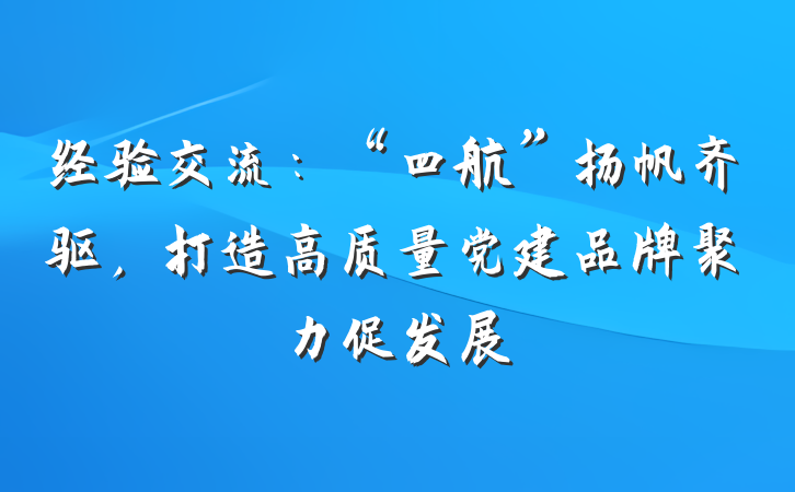 经验交流：“四航”扬帆齐驱，打造高质量党建品牌聚力促发展