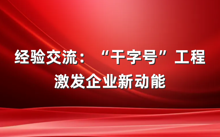经验交流：“干字号”工程激发企业新动能