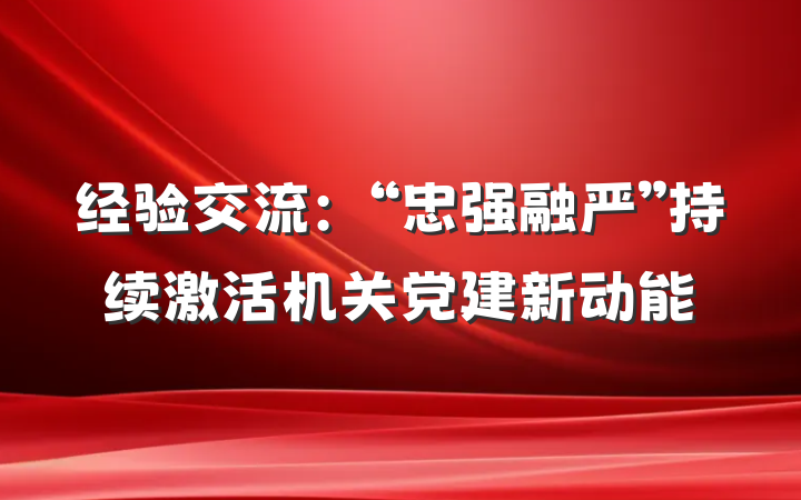 经验交流：“忠强融严”持续激活机关党建新动能