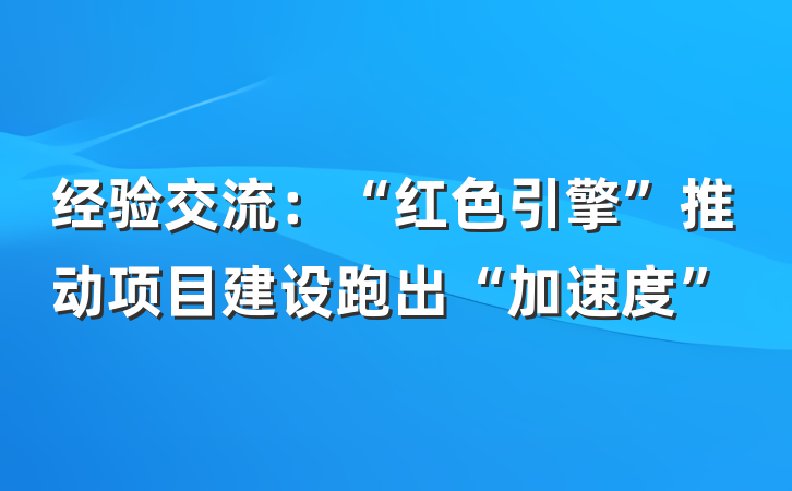 经验交流：“红色引擎”推动项目建设跑出“加速度”