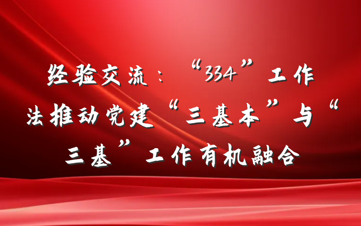 经验交流：“334”工作法推动党建“三基本”与“三基”工作有机融合