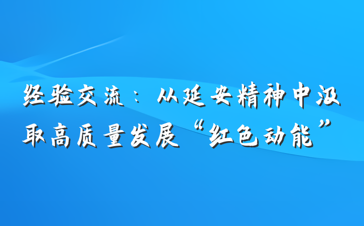 经验交流：从延安精神中汲取高质量发展“红色动能”