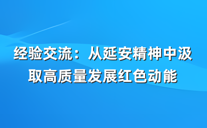 经验交流：从延安精神中汲取高质量发展红色动能