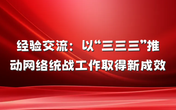 经验交流：以“三三三”推动网络统战工作取得新成效