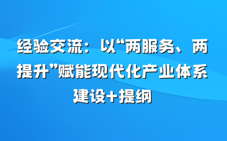 经验交流：以“两服务、两提升”赋能现代化产业体系建设 提纲