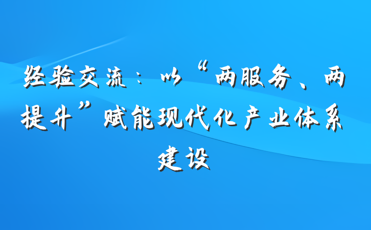 经验交流：以“两服务、两提升”赋能现代化产业体系建设