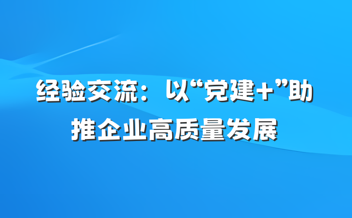 经验交流：以“党建＋”助推企业高质量发展