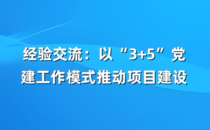 经验交流：以“3+5”党建工作模式推动项目建设