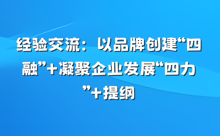 经验交流：以品牌创建“四融” 凝聚企业发展“四力” 提纲