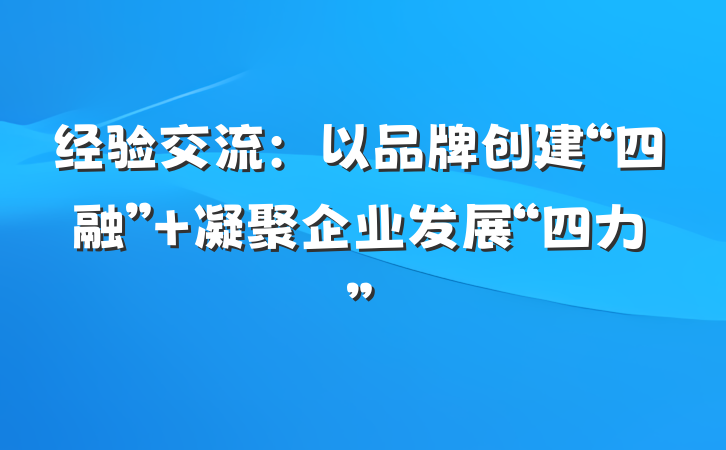 经验交流：以品牌创建“四融” 凝聚企业发展“四力”