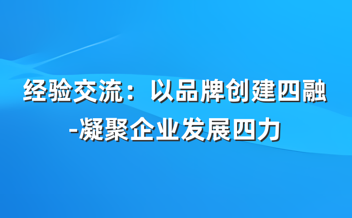 经验交流：以品牌创建四融-凝聚企业发展四力