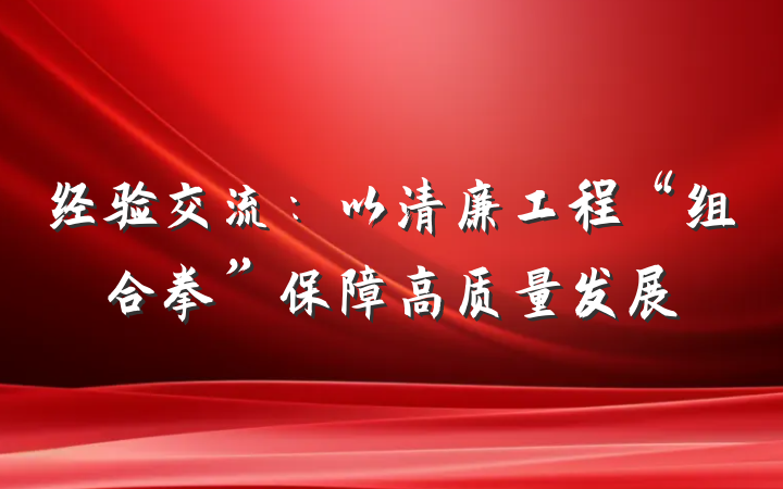 经验交流：以清廉工程“组合拳”保障高质量发展