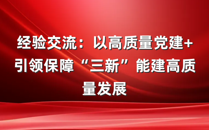 经验交流：以高质量党建 引领保障“三新”能建高质量发展