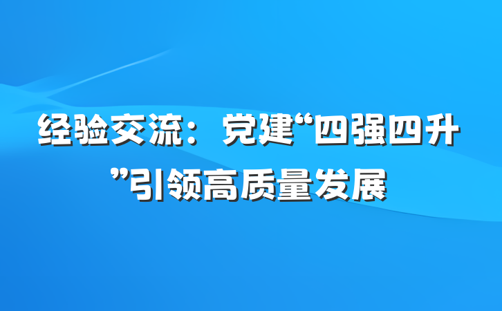 经验交流：党建“四强四升”引领高质量发展
