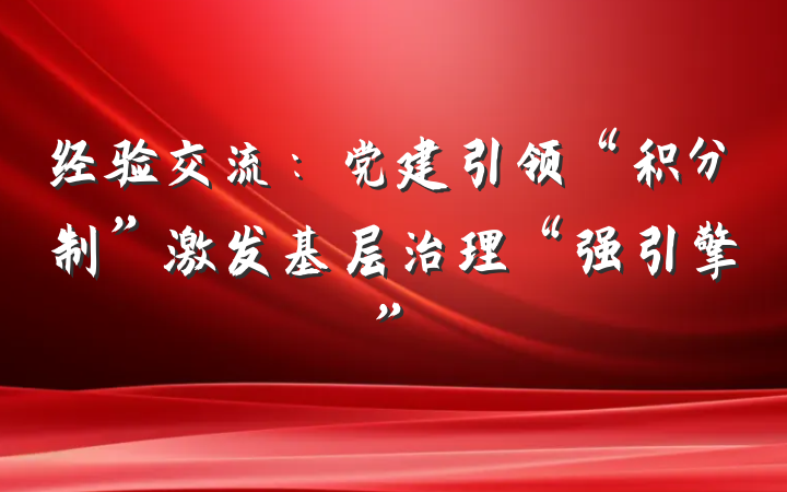 经验交流：党建引领“积分制”激发基层治理“强引擎”