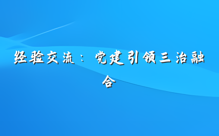 经验交流：党建引领三治融合