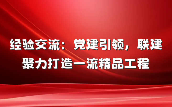 经验交流：党建引领，联建聚力打造一流精品工程