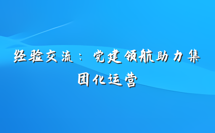 经验交流：党建领航助力集团化运营