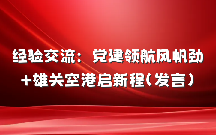 经验交流：党建领航风帆劲 雄关空港启新程（发言）