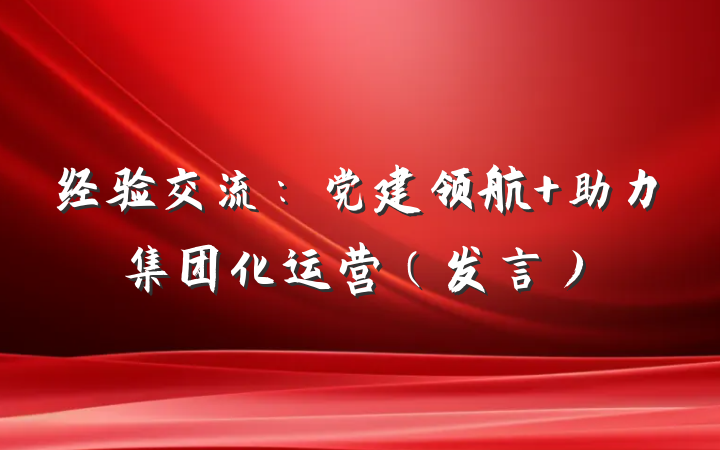 经验交流：党建领航 助力集团化运营（发言）