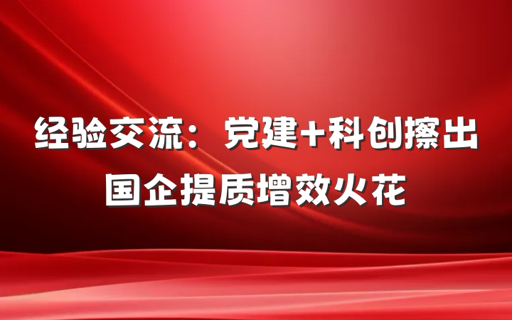 经验交流：党建＋科创擦出国企提质增效火花