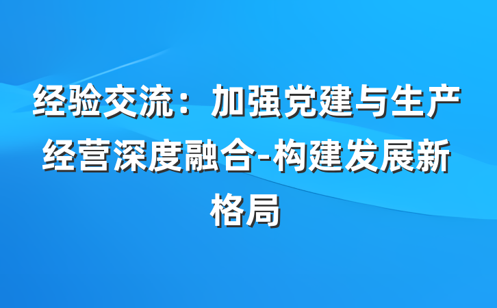 经验交流：加强党建与生产经营深度融合-构建发展新格局