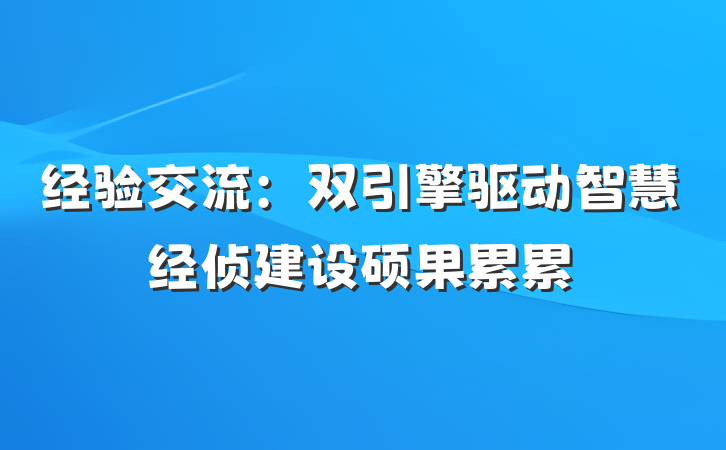 经验交流：双引擎驱动智慧经侦建设硕果累累