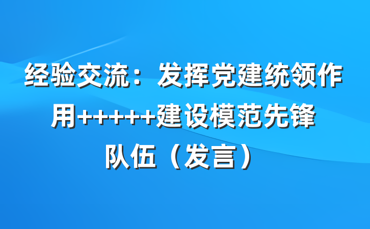 经验交流:发挥党建统领作用     建设模范先锋队伍(发言)