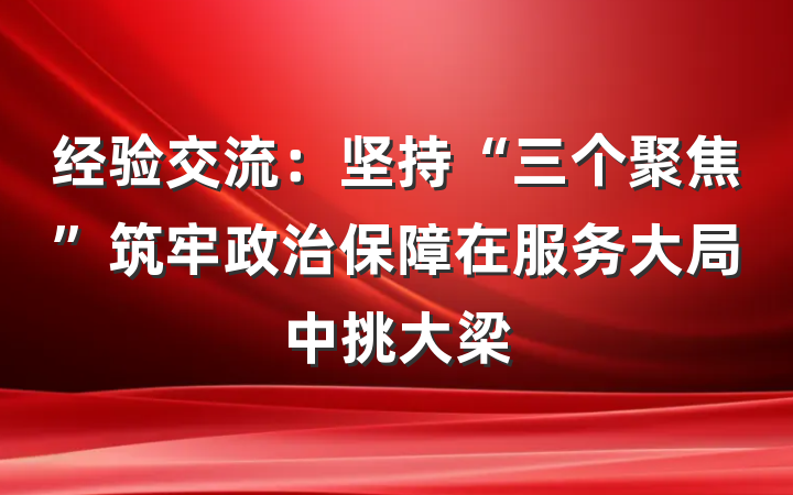 经验交流：坚持“三个聚焦”筑牢政治保障在服务大局中挑大梁