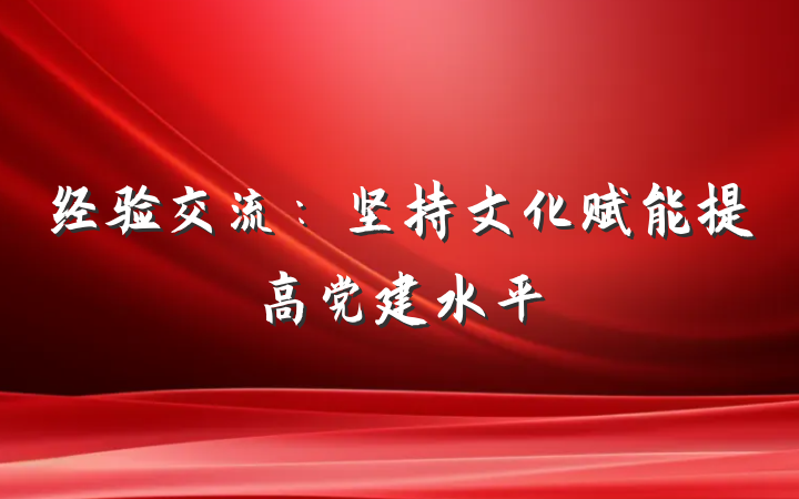 经验交流：坚持文化赋能提高党建水平