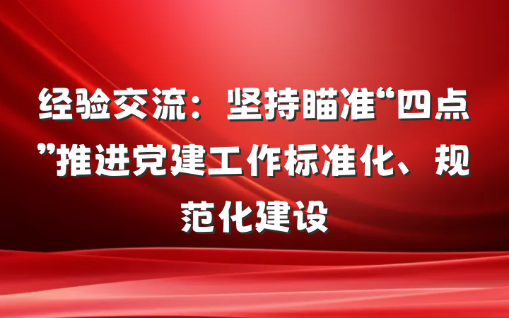 经验交流:坚持瞄准“四点”推进党建工作标准化、规范化建设
