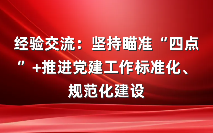 经验交流:坚持瞄准“四点” 推进党建工作标准化、规范化建设