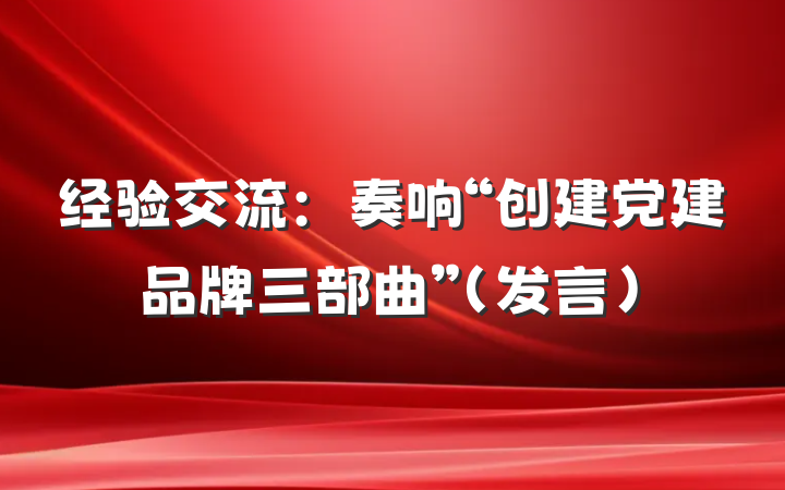 经验交流：奏响“创建党建品牌三部曲”（发言）
